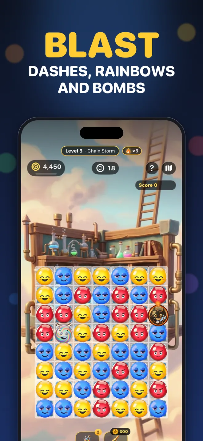 Blast dashes, rainbows and bombs