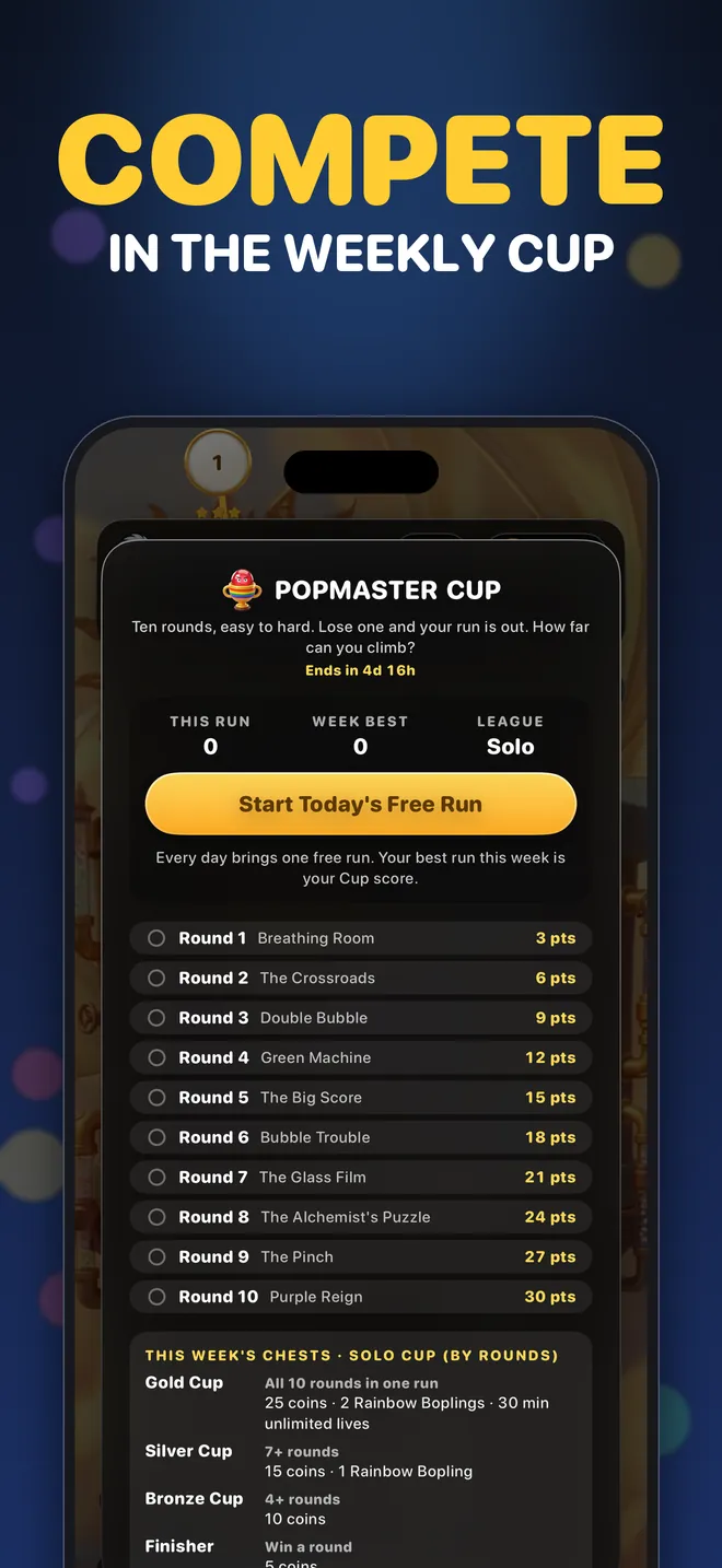 Compete in the weekly Cup